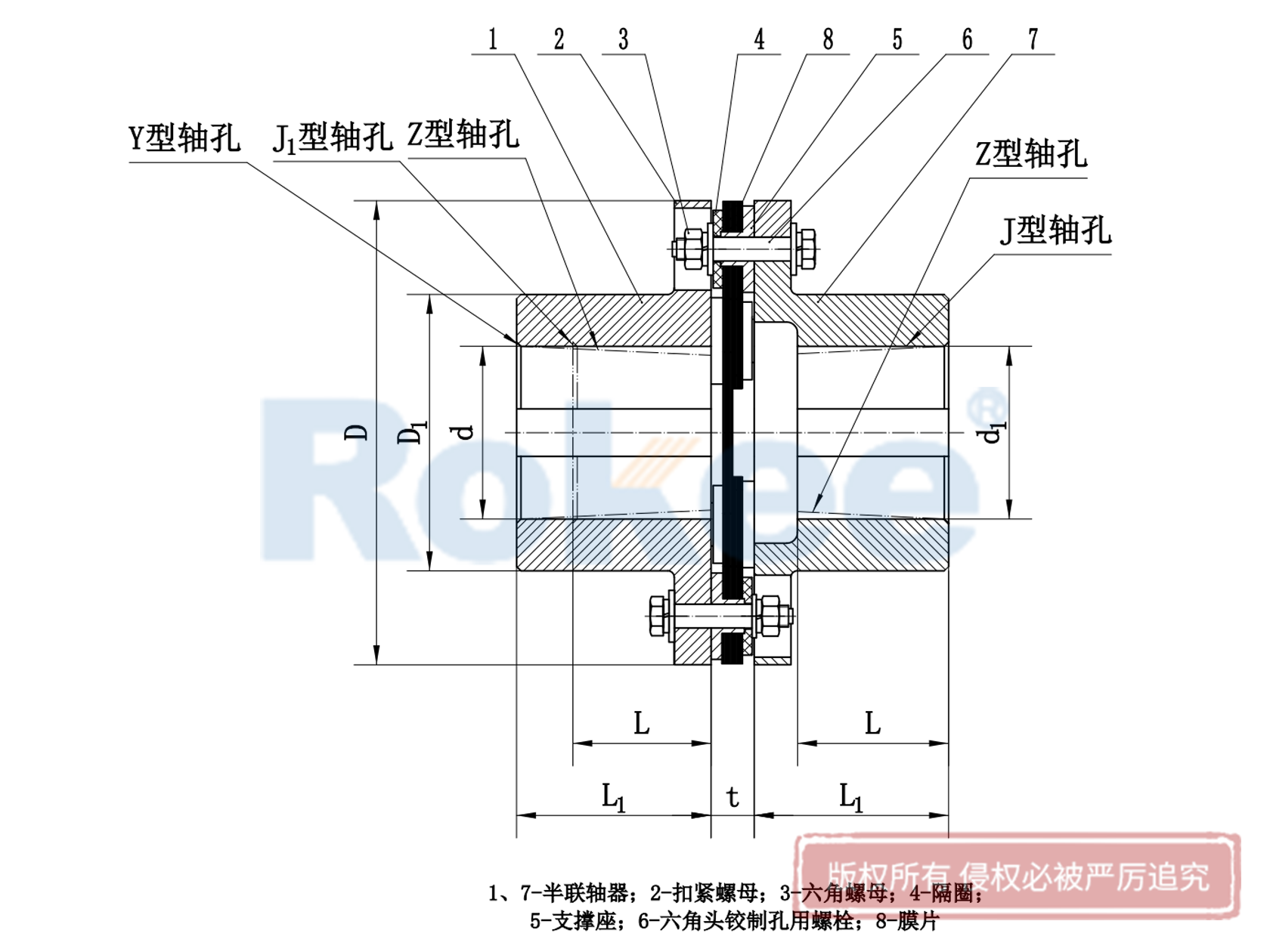 阳谷JMI联轴器-JMⅠ型单节式带沉孔膜片联轴器