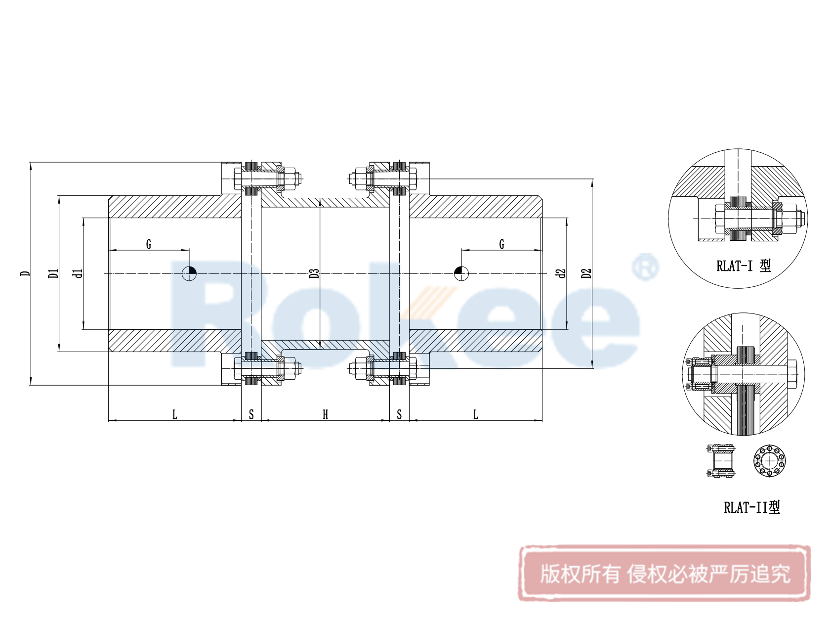 庄河RLAT联轴器-RLAT系列中间接管金属膜片联轴器